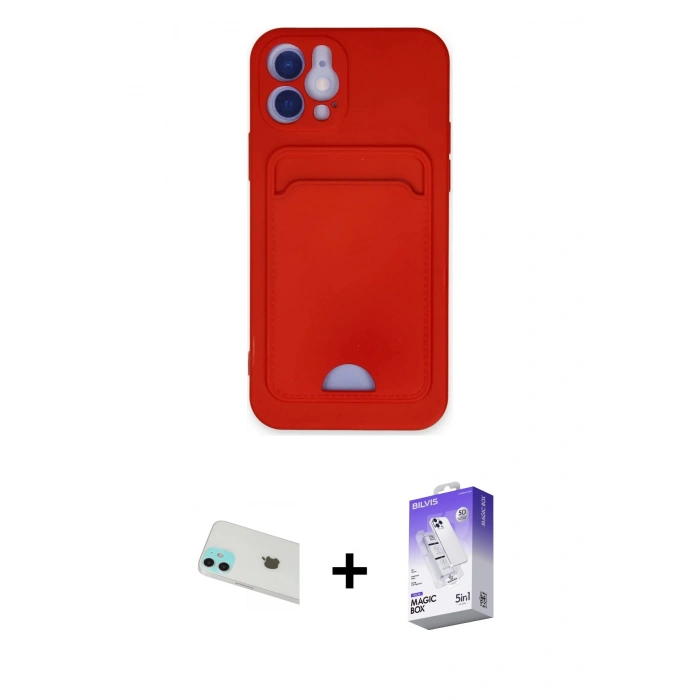 MARSİLYAN™- iPhone 12 Kılıf Vadi Çizgi Prime - Siyah Bilvis 5in1 3D Magic Cam Ekran Koruyucu + Rainbow Kamera Lens Koruma Cam - YL