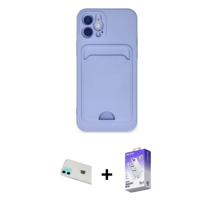 MARSİLYAN™- iPhone 12 Kılıf Vadi Çizgi Prime - Siyah Bilvis 5in1 3D Magic Cam Ekran Koruyucu + Rainbow Kamera Lens Koruma Cam - YL