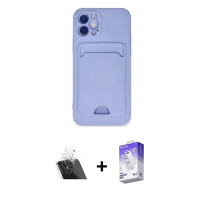 MARSİLYAN™- iPhone 12 Kılıf Vadi Çizgi Prime - Siyah Bilvis 5in1 3D Magic Cam Ekran Koruyucu + Kamera Lens Koruma Cam - SF