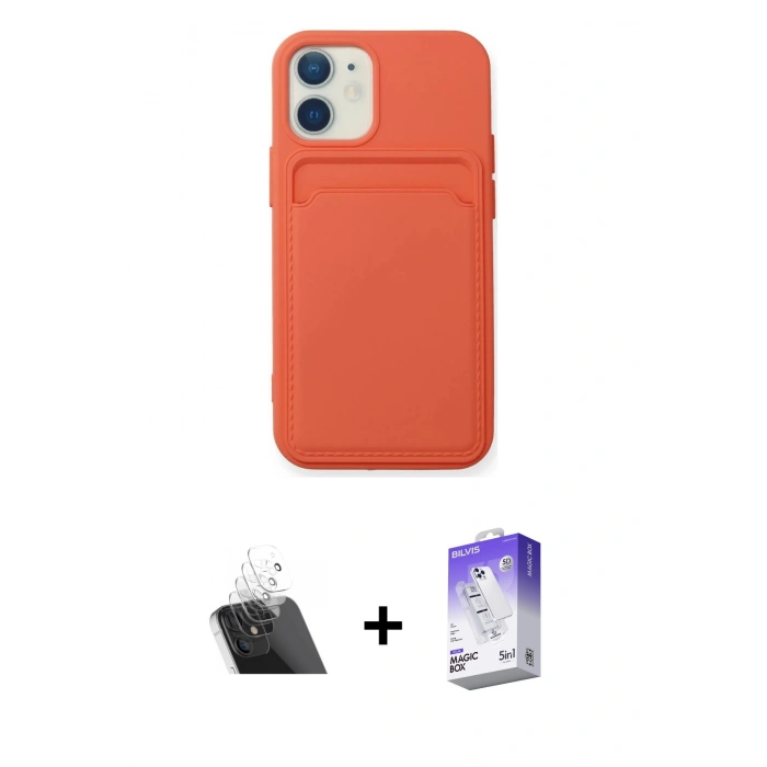 MARSİLYAN™- iPhone 12 Kılıf Vadi Çizgi Prime - Siyah Bilvis 5in1 3D Magic Cam Ekran Koruyucu + Kamera Lens Koruma Cam - SF