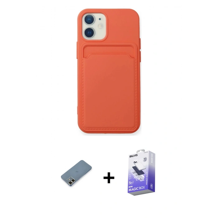 MARSİLYAN™- iPhone 12 Kılıf Vadi Çizgi Prime - Siyah Bilvis 5in1 5D Magic Hayalet Cam Ekran Koruyucu + Gold Metal Kamera Lens Koruma Cam