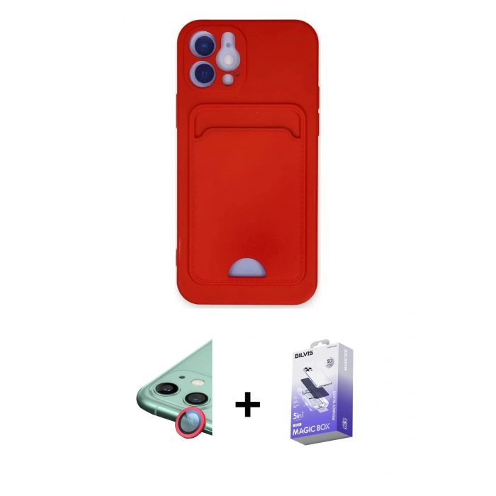 MARSİLYAN™- iPhone 12 Kılıf Vadi Çizgi Prime - Siyah Bilvis 5in1 5D Magic Hayalet Cam Ekran Koruyucu + Raze Metal Kamera Lens - KI