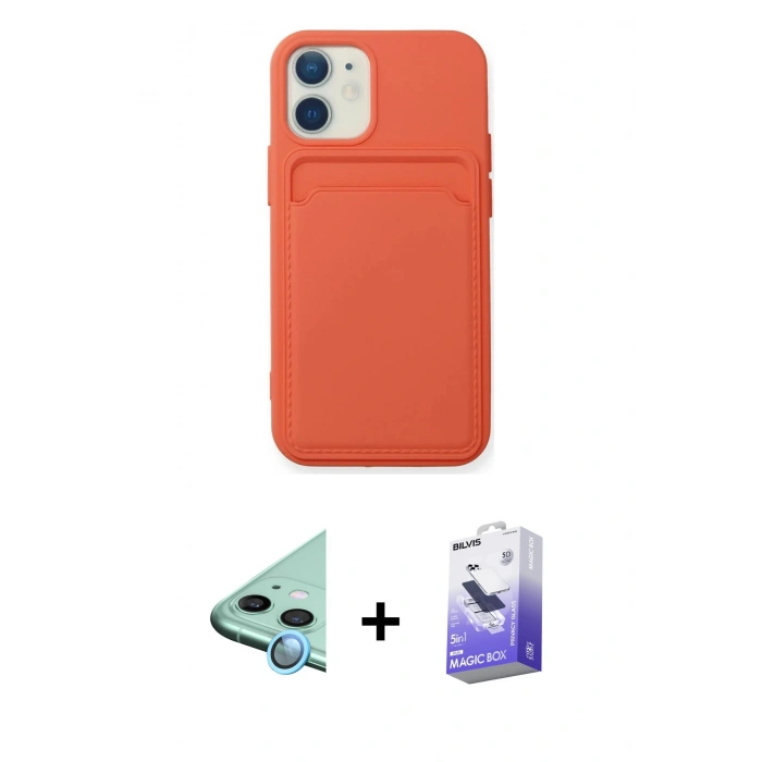 MARSİLYAN™- iPhone 12 Kılıf Vadi Çizgi Prime - Siyah Bilvis 5in1 5D Magic Hayalet Cam Ekran Koruyucu + Raze Metal Kamera Lens - MI