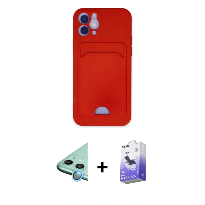 MARSİLYAN™- iPhone 12 Kılıf Vadi Çizgi Prime - Siyah Bilvis 5in1 5D Magic Hayalet Cam Ekran Koruyucu + Raze Metal Kamera Lens - MI