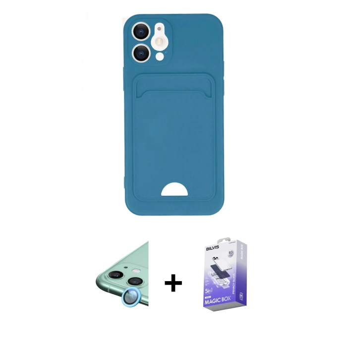 MARSİLYAN™- iPhone 12 Kılıf Vadi Çizgi Prime - Siyah Bilvis 5in1 5D Magic Hayalet Cam Ekran Koruyucu + Raze Metal Kamera Lens - MI