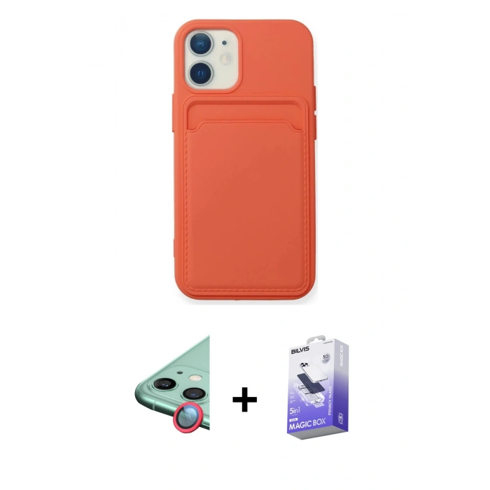 MARSİLYAN™- iPhone 12 Kılıf Vadi Çizgi Prime - Siyah Bilvis 5in1 5D Magic Hayalet Cam Ekran Koruyucu + Raze Metal Kamera Lens - KI