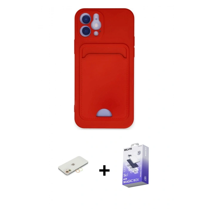 MARSİLYAN™- iPhone 12 Kılıf Vadi Çizgi Prime - Siyah Bilvis 5in1 5D Magic Hayalet Cam Ekran Koruyucu + Sarı Renkli Kamera Lens Koruma Cam