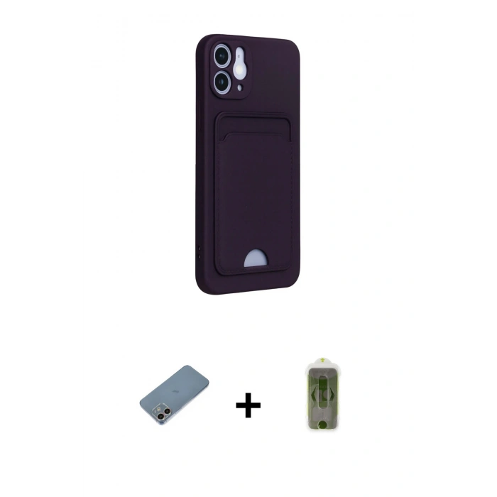 MARSİLYAN™- iPhone 12 Kılıf Vadi Çizgi Prime - Siyah Joko Magic 5D Hayalet Cam + Shine Kamera Lens Koruma Cam - GI