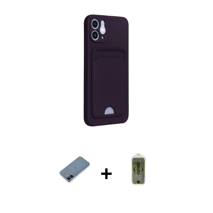 MARSİLYAN™- iPhone 12 Kılıf Vadi Çizgi Prime - Siyah Joko Magic 5D Hayalet Cam + Metal Kamera Lens Koruma Cam - MI