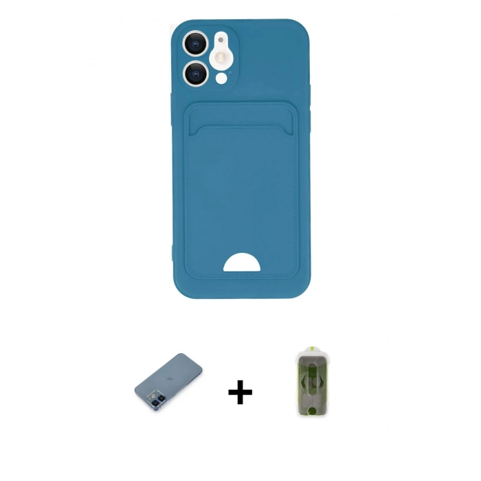 MARSİLYAN™- iPhone 12 Kılıf Vadi Çizgi Prime - Siyah Joko Magic 5D Hayalet Cam + Metal Kamera Lens Koruma Cam - MI
