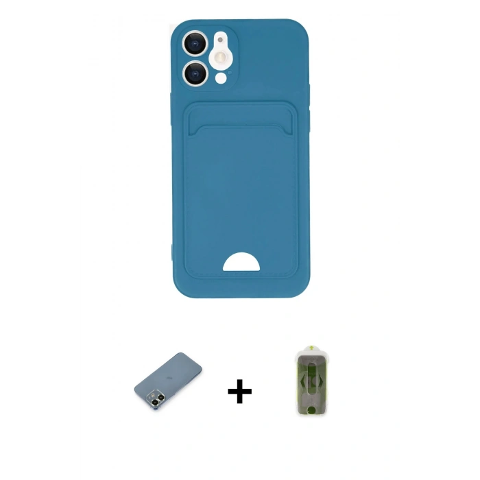 MARSİLYAN™- iPhone 12 Kılıf Vadi Çizgi Prime - Siyah Joko Magic 5D Hayalet Cam + Metal Kamera Lens Koruma Cam - AKYL