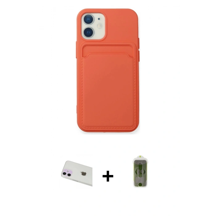 MARSİLYAN™- iPhone 12 Kılıf Vadi Çizgi Prime - Siyah Joko Magic 5D Hayalet Cam + Mor Rainbow Kamera Lens Koruma Cam