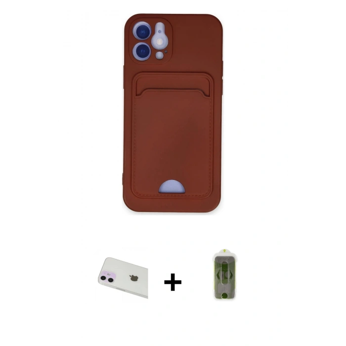 MARSİLYAN™- iPhone 12 Kılıf Vadi Çizgi Prime - Siyah Joko Magic 5D Hayalet Cam + Mor Rainbow Kamera Lens Koruma Cam