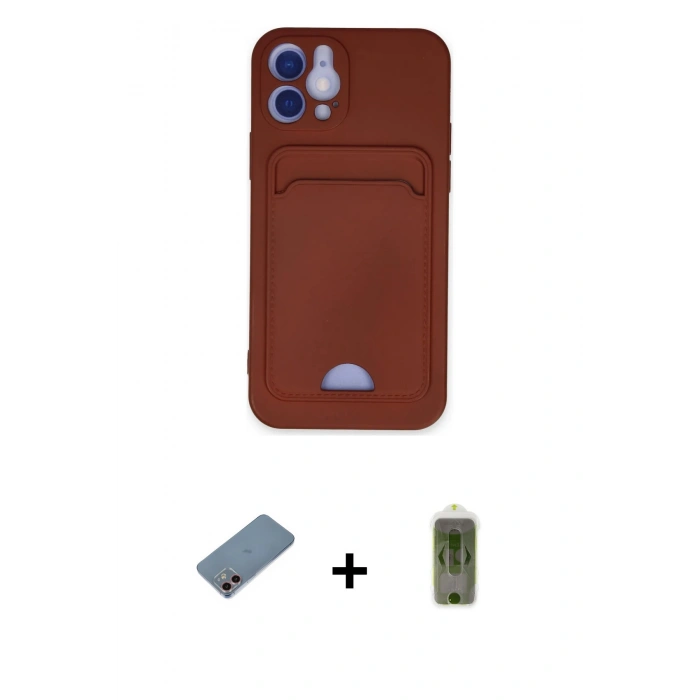 MARSİLYAN™- iPhone 12 Kılıf Vadi Çizgi Prime - Siyah Joko Magic 5D Hayalet Cam + Shine Kamera Lens Koruma Cam - PE
