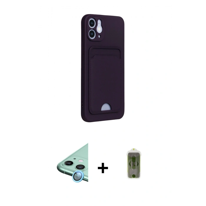 MARSİLYAN™- iPhone 12 Kılıf Vadi Çizgi Prime - Siyah Joko Magic 5D Hayalet Cam + Raze Metal Kamera Lens - MI