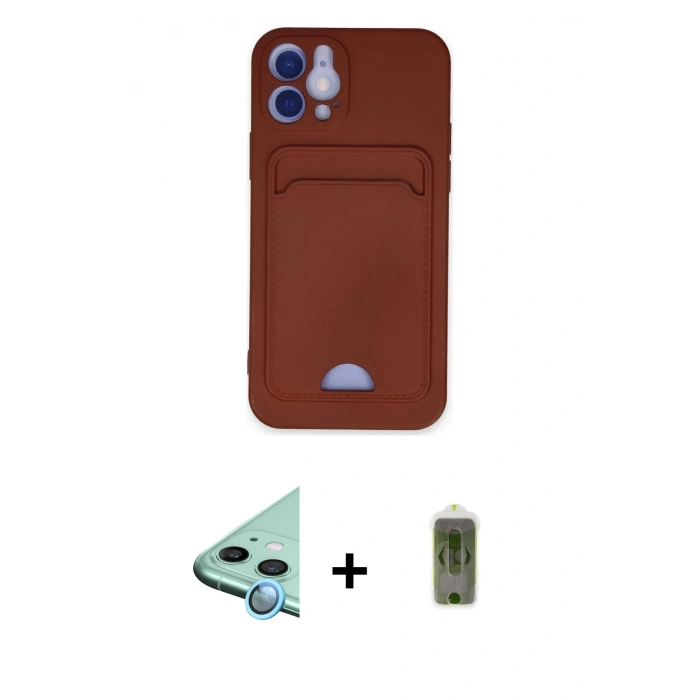 MARSİLYAN™- iPhone 12 Kılıf Vadi Çizgi Prime - Siyah Joko Magic 5D Hayalet Cam + Raze Metal Kamera Lens - MI