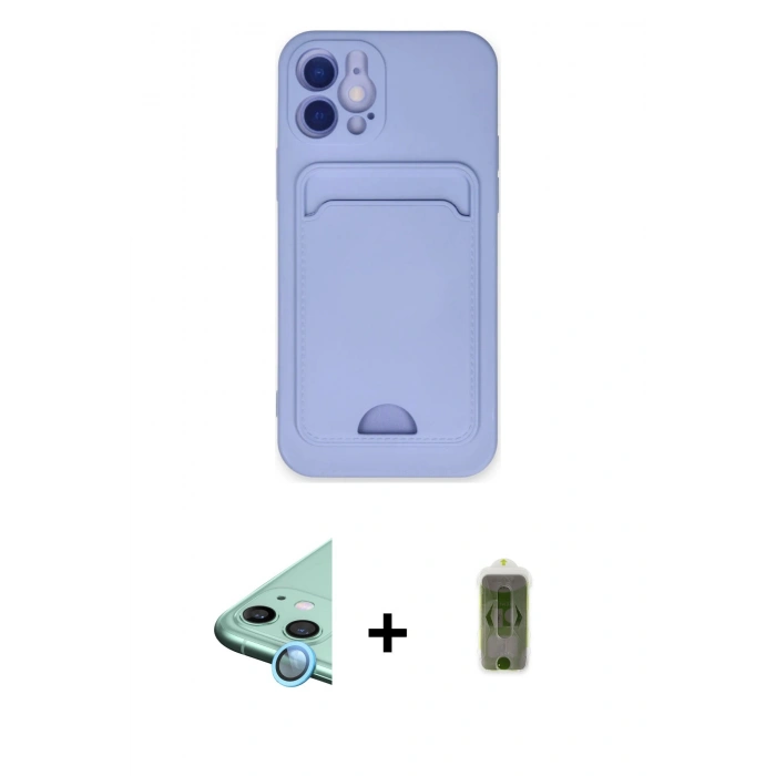 MARSİLYAN™- iPhone 12 Kılıf Vadi Çizgi Prime - Siyah Joko Magic 5D Hayalet Cam + Raze Metal Kamera Lens - MI