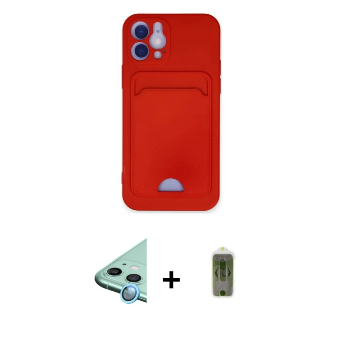 MARSİLYAN™- iPhone 12 Kılıf Vadi Çizgi Prime - Siyah Joko Magic 5D Hayalet Cam + Raze Metal Kamera Lens - MI