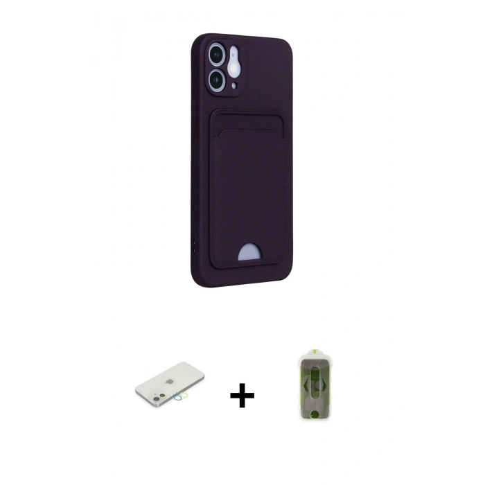 MARSİLYAN™- iPhone 12 Kılıf Vadi Çizgi Prime - Siyah Joko Magic 5D Hayalet Cam + Renkli Kamera Lens Koruma Cam - SI