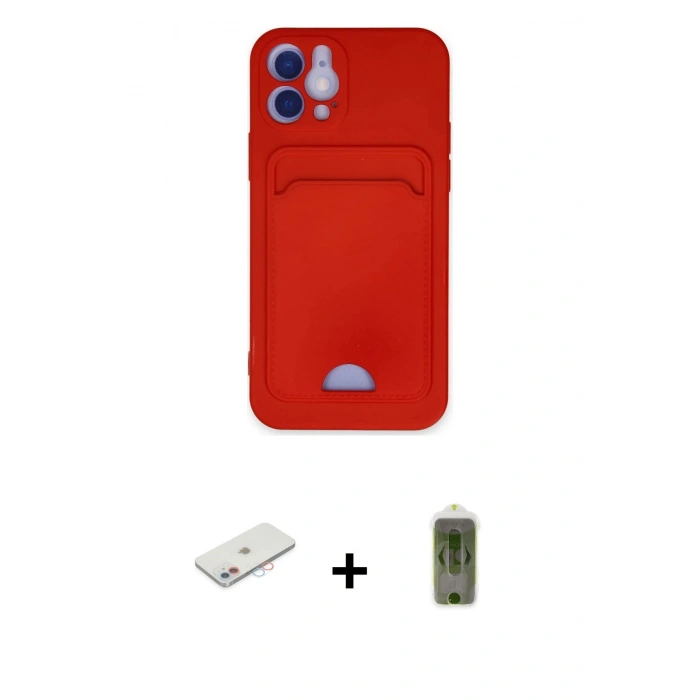 MARSİLYAN™- iPhone 12 Kılıf Vadi Çizgi Prime - Siyah Joko Magic 5D Hayalet Cam + Renkli Kamera Lens Koruma Cam - PE