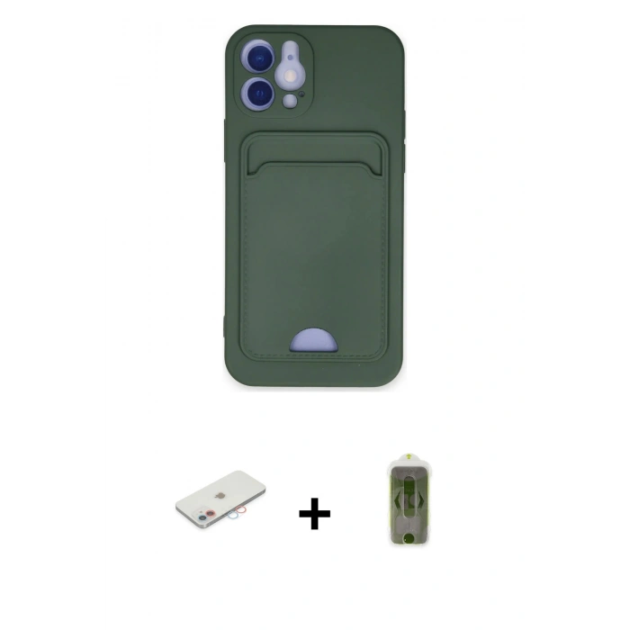 MARSİLYAN™- iPhone 12 Kılıf Vadi Çizgi Prime - Siyah Joko Magic 5D Hayalet Cam + Renkli Kamera Lens Koruma Cam - PE
