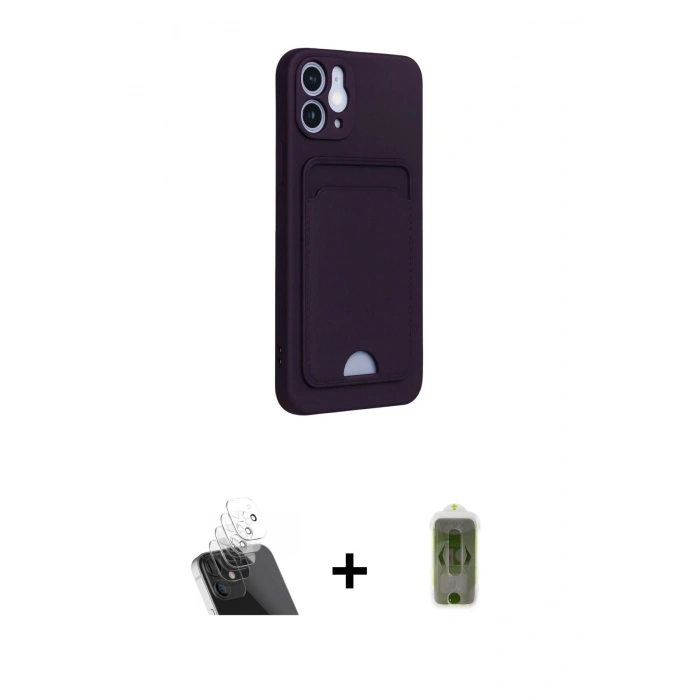 MARSİLYAN™- iPhone 12 Kılıf Vadi Çizgi Prime - Siyah Joko Magic 5D Hayalet Cam + Kamera Lens Koruma Cam - SF