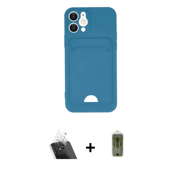 MARSİLYAN™- iPhone 12 Kılıf Vadi Çizgi Prime - Siyah Joko Magic 5D Hayalet Cam + Kamera Lens Koruma Cam - SF
