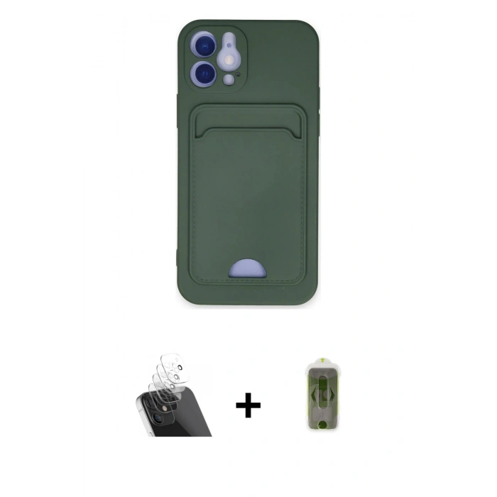 MARSİLYAN™- iPhone 12 Kılıf Vadi Çizgi Prime - Siyah Joko Magic 5D Hayalet Cam + Kamera Lens Koruma Cam - SF
