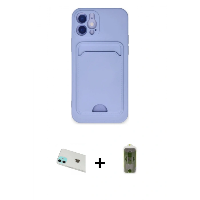 MARSİLYAN™- iPhone 12 Kılıf Vadi Çizgi Prime - Siyah Joko Magic 5D Hayalet Cam + Rainbow Kamera Lens Koruma Cam - YL