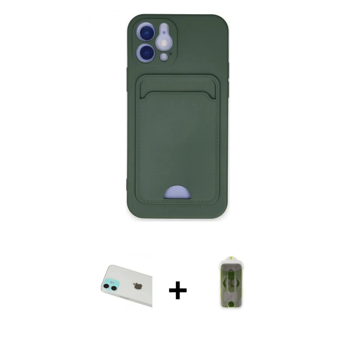 MARSİLYAN™- iPhone 12 Kılıf Vadi Çizgi Prime - Siyah Joko Magic 5D Hayalet Cam + Rainbow Kamera Lens Koruma Cam - YL