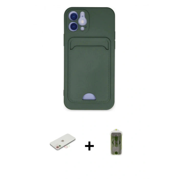 MARSİLYAN™- iPhone 12 Kılıf Vadi Çizgi Prime - Siyah Joko Magic 5D Hayalet Cam + Renkli Kamera Lens Koruma Cam - YL