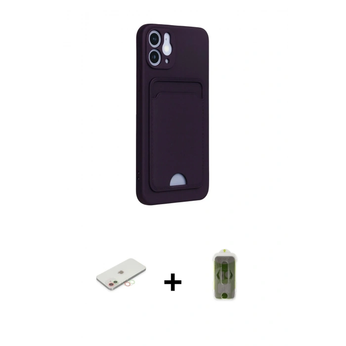MARSİLYAN™- iPhone 12 Kılıf Vadi Çizgi Prime - Siyah Joko Magic 5D Hayalet Cam + Renkli Kamera Lens Koruma Cam - YL
