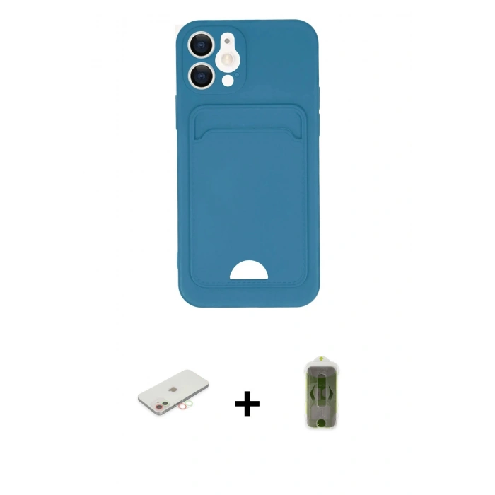 MARSİLYAN™- iPhone 12 Kılıf Vadi Çizgi Prime - Siyah Joko Magic 5D Hayalet Cam + Renkli Kamera Lens Koruma Cam - YL