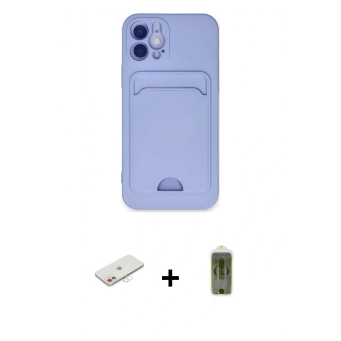 MARSİLYAN™- iPhone 12 Kılıf Vadi Çizgi Prime - Siyah Joko Magic 5D Hayalet Cam + Renkli Kamera Lens Koruma Cam - YL