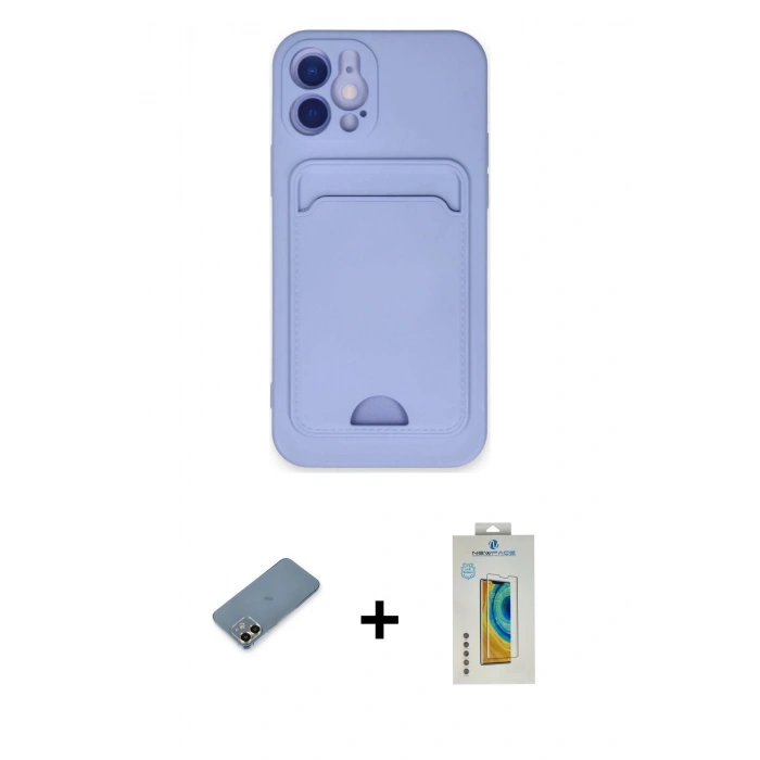 MARSİLYAN™- iPhone 12 Kılıf Vadi Çizgi Prime - Siyah Polymer Nano Ekran Koruyucu + Metal Kamera Lens Koruma Cam - GD
