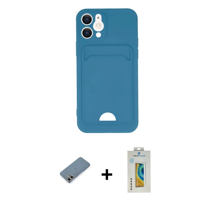 MARSİLYAN™- iPhone 12 Kılıf Vadi Çizgi Prime - Siyah Polymer Nano Ekran Koruyucu + Metal Kamera Lens Koruma Cam - GD