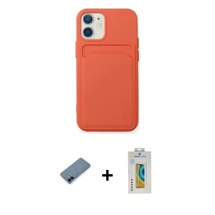 MARSİLYAN™- iPhone 12 Kılıf Vadi Çizgi Prime - Siyah Polymer Nano Ekran Koruyucu + Metal Kamera Lens Koruma Cam - MI