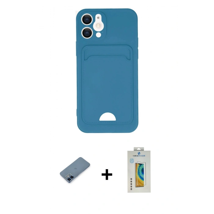 MARSİLYAN™- iPhone 12 Kılıf Vadi Çizgi Prime - Siyah Polymer Nano Ekran Koruyucu + Metal Kamera Lens Koruma Cam - MI