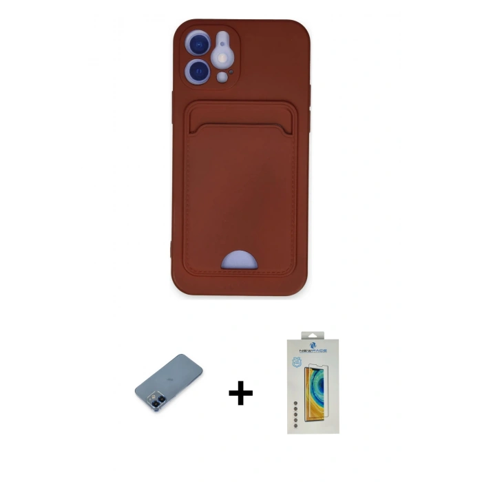 MARSİLYAN™- iPhone 12 Kılıf Vadi Çizgi Prime - Siyah Polymer Nano Ekran Koruyucu + Metal Kamera Lens Koruma Cam - MI