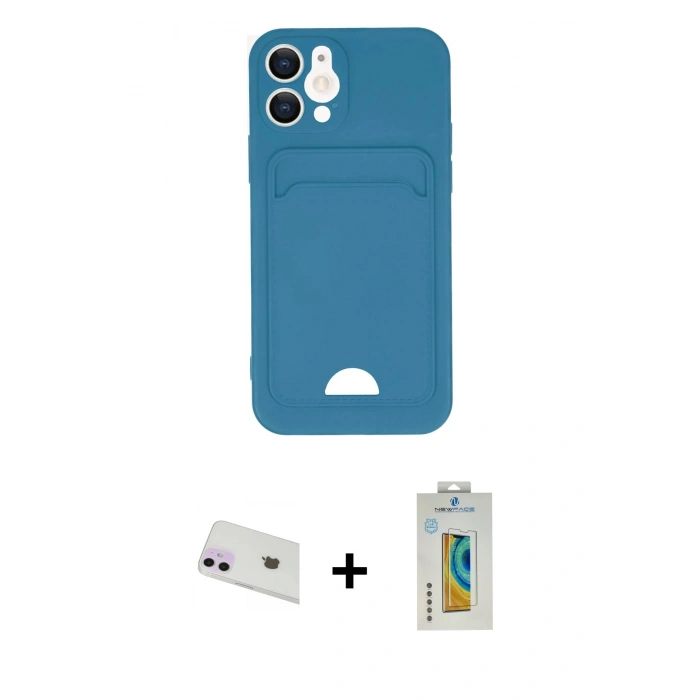 MARSİLYAN™- iPhone 12 Kılıf Vadi Çizgi Prime - Siyah Polymer Nano Ekran Koruyucu + Rainbow Kamera Lens Koruma Cam - MR
