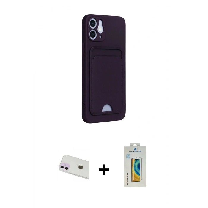 MARSİLYAN™- iPhone 12 Kılıf Vadi Çizgi Prime - Siyah Polymer Nano Ekran Koruyucu + Rainbow Kamera Lens Koruma Cam - MR