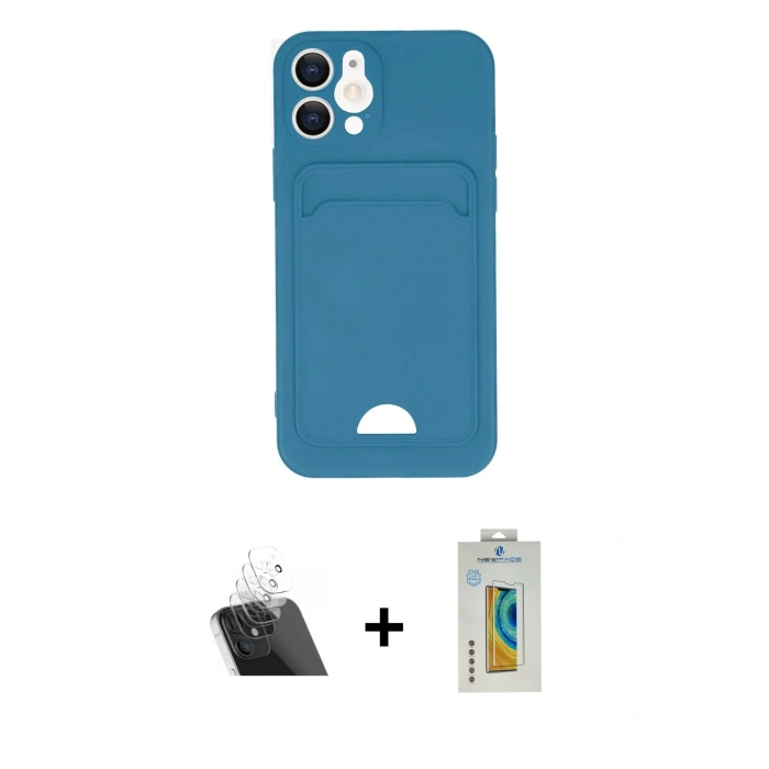 MARSİLYAN™- iPhone 12 Kılıf Vadi Çizgi Prime - Siyah Polymer Nano Ekran Koruyucu + Kamera Lens Koruma Cam - SF
