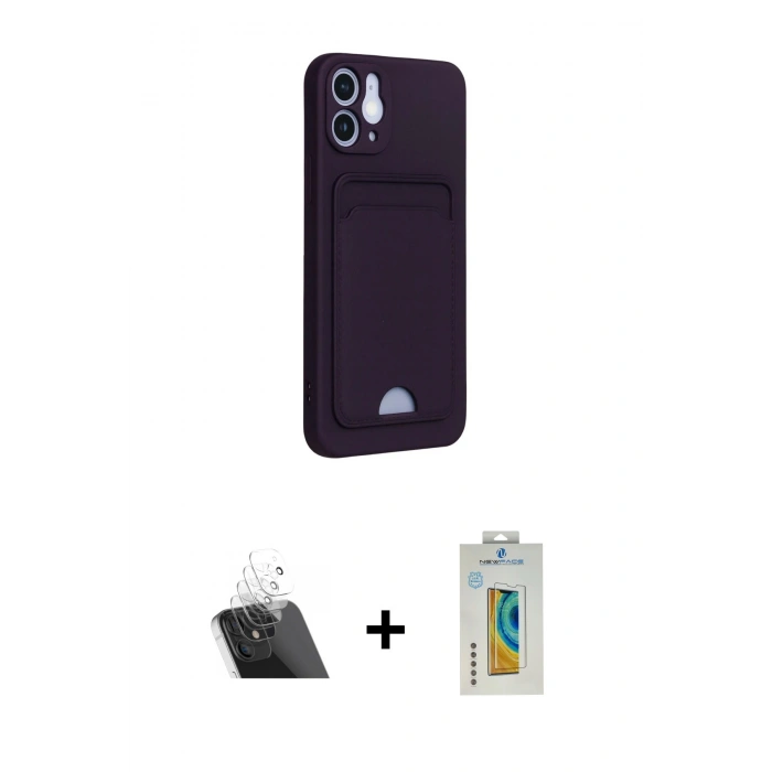 MARSİLYAN™- iPhone 12 Kılıf Vadi Çizgi Prime - Siyah Polymer Nano Ekran Koruyucu + Kamera Lens Koruma Cam - SF