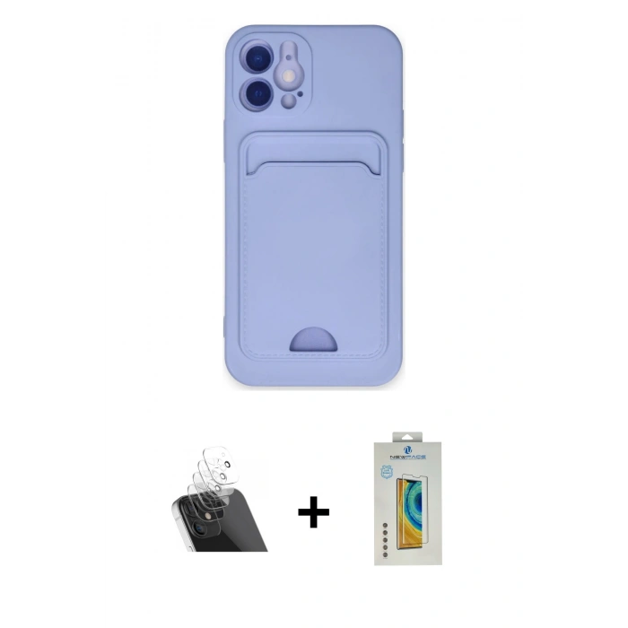 MARSİLYAN™- iPhone 12 Kılıf Vadi Çizgi Prime - Siyah Polymer Nano Ekran Koruyucu + Kamera Lens Koruma Cam - SF