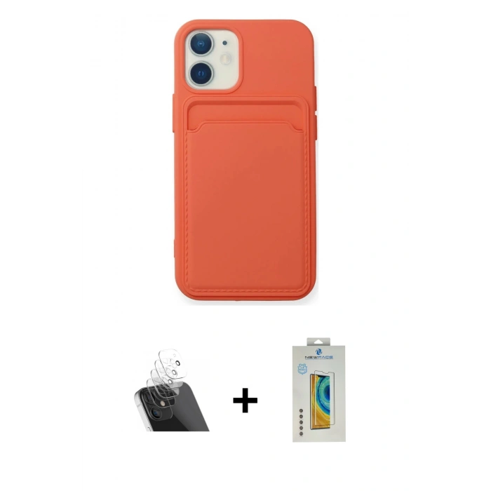 MARSİLYAN™- iPhone 12 Kılıf Vadi Çizgi Prime - Siyah Polymer Nano Ekran Koruyucu + Kamera Lens Koruma Cam - SF