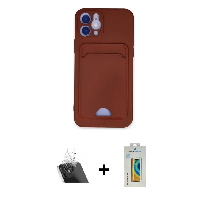 MARSİLYAN™- iPhone 12 Kılıf Vadi Çizgi Prime - Siyah Polymer Nano Ekran Koruyucu + Kamera Lens Koruma Cam - SF