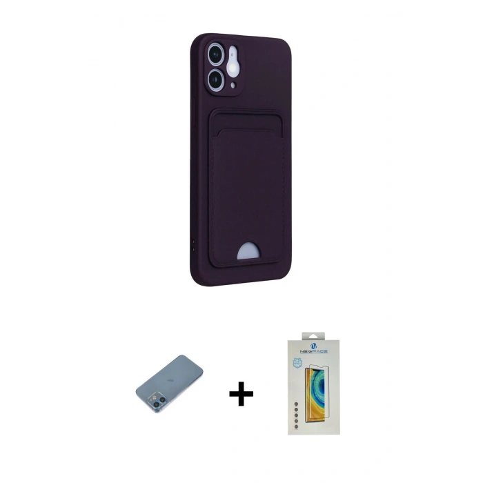 MARSİLYAN™- iPhone 12 Kılıf Vadi Çizgi Prime - Siyah Polymer Nano Ekran Koruyucu + Shine Kamera Lens Koruma Cam - MI