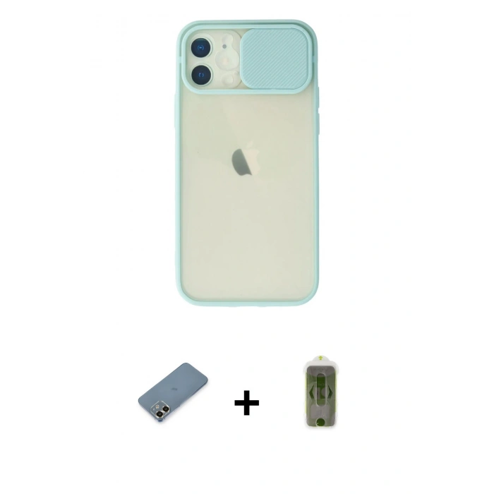 MARSİLYAN™- iPhone 12 Kılıf Vadi Çizgi - Siyah Joko Magic 5D Hayalet Cam + Metal Kamera Lens Koruma Cam - GD