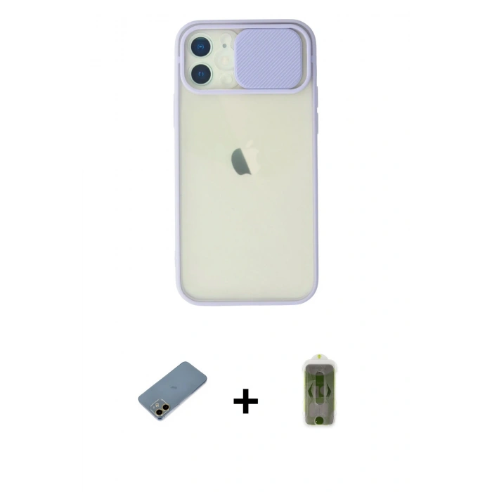 MARSİLYAN™- iPhone 12 Kılıf Vadi Çizgi - Siyah Joko Magic 5D Hayalet Cam + Shine Kamera Lens Koruma Cam - GD