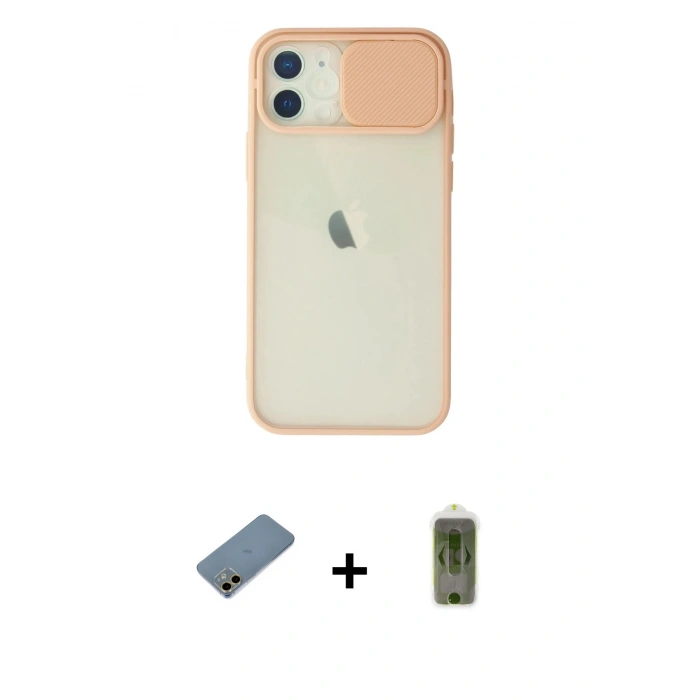 MARSİLYAN™- iPhone 12 Kılıf Vadi Çizgi - Siyah Joko Magic 5D Hayalet Cam + Shine Kamera Lens Koruma Cam - GD